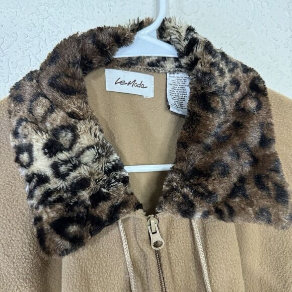 Le Moda Cape Woman One Size Brown Front‎ Zip Faux Fur Trim Collar - Picture 4 of 9
